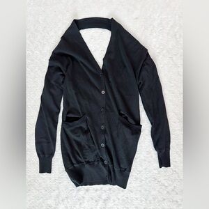 ALEXANDER WANG MERINO WOOL OPEN BACK BLACK CARDIGAN